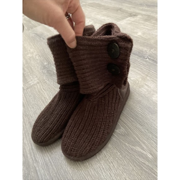 UGG Australia 5649 Women's Brown Woven Textile Fold Down Sweater Boots US Size 4 - Picture 1 of 5